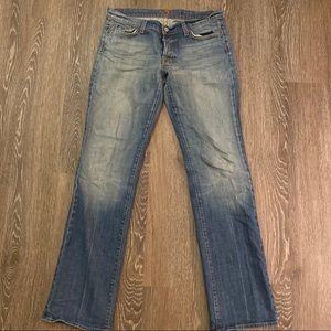 7 For All Mankind Womens Boy Cut Distressed Denim